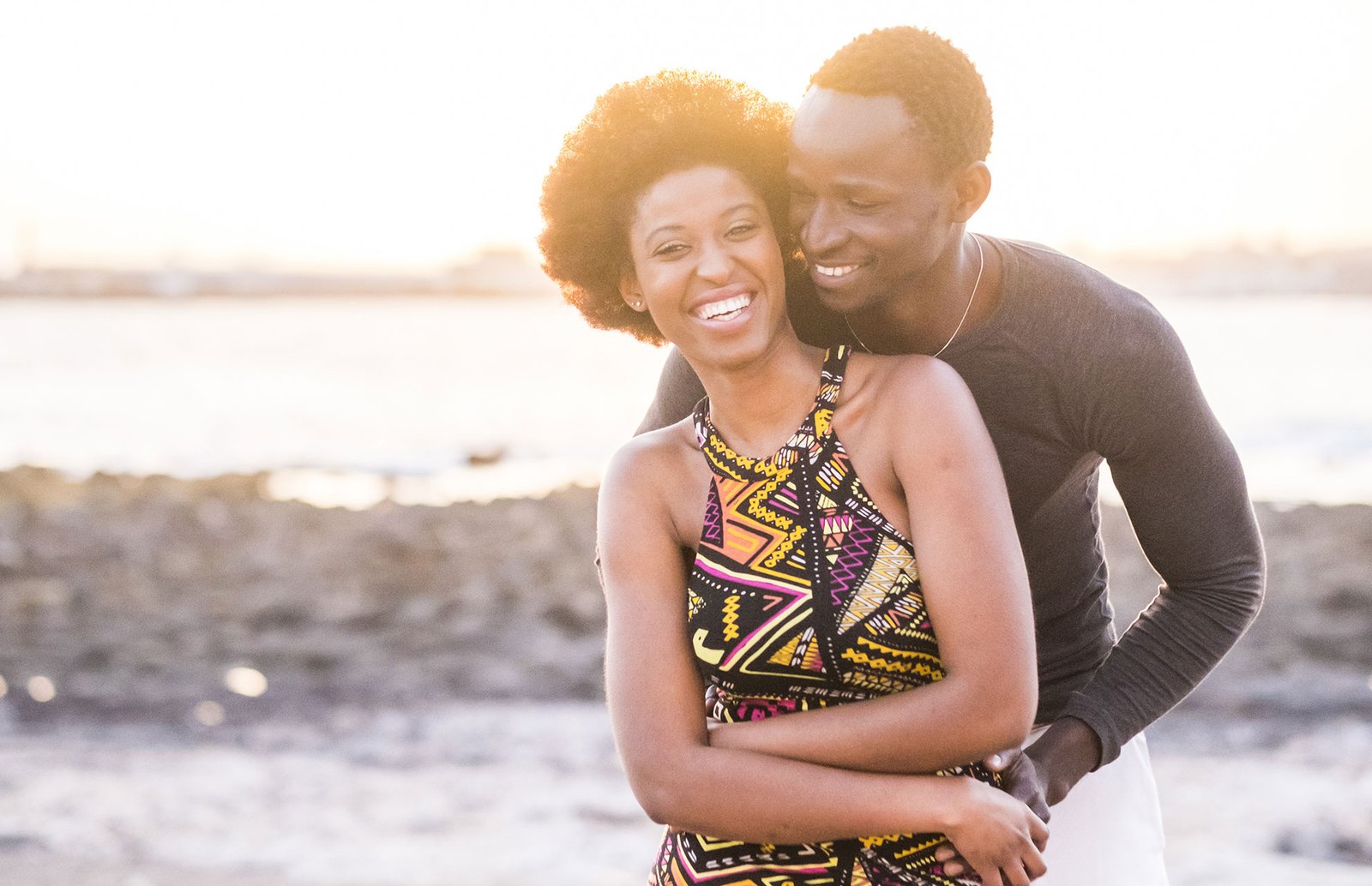 Happy Black couple sharing a warm moment at home